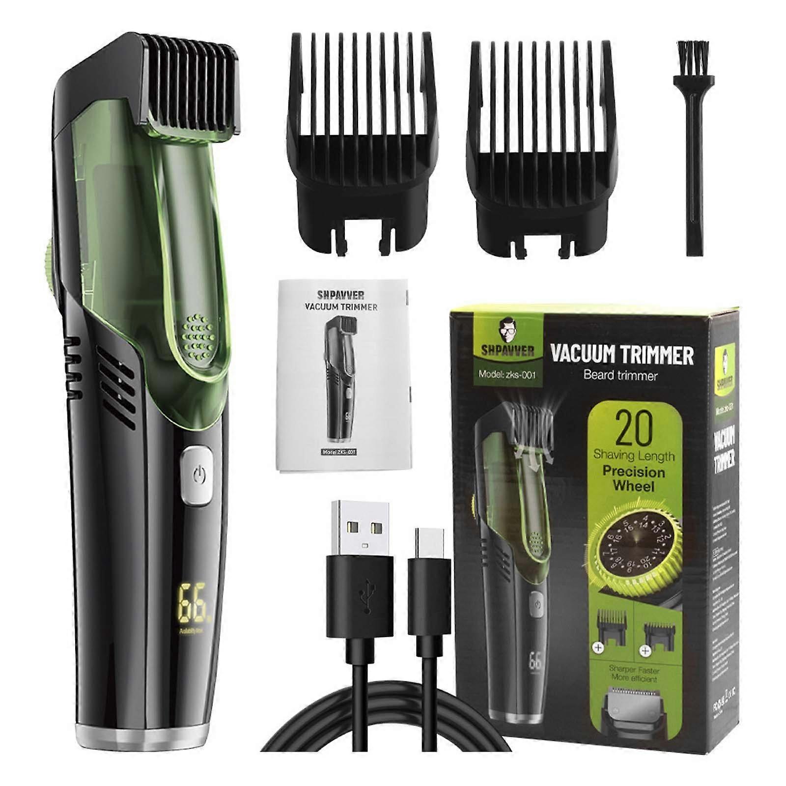 Vacuüm Baardscheerapparaat Voor Mannen Automatische Haarzuiging Kapper Kapper Kapper Pusher Verstelbare Mesafstand LCD Digitaal Display 5ml