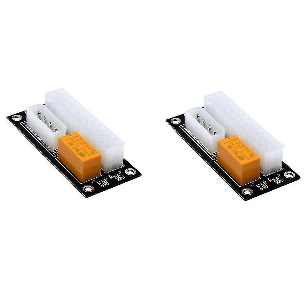 2pcs Dual Psu Power Supply Sync Adapter 24pin To 4pin Molex Connector