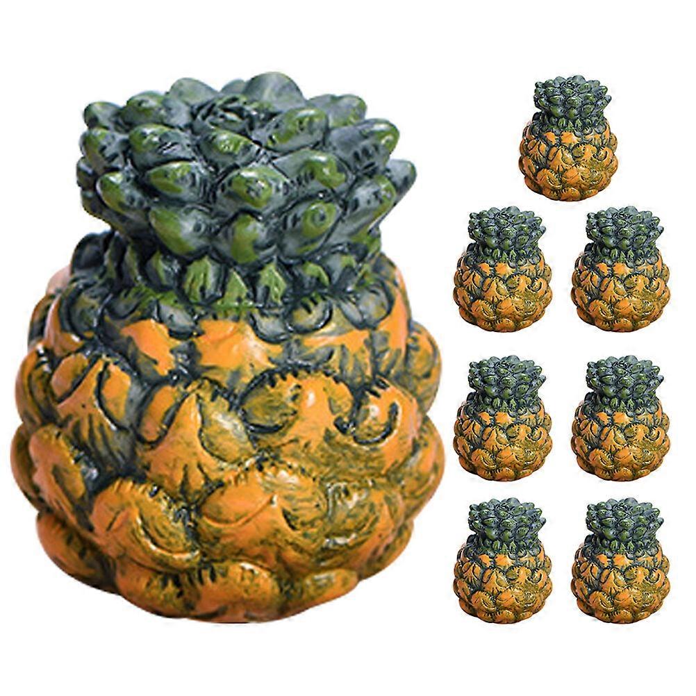 8pcs Simulated Pineapple Fruit Models Realistic Faux Pineapple Model Decors Educational Props