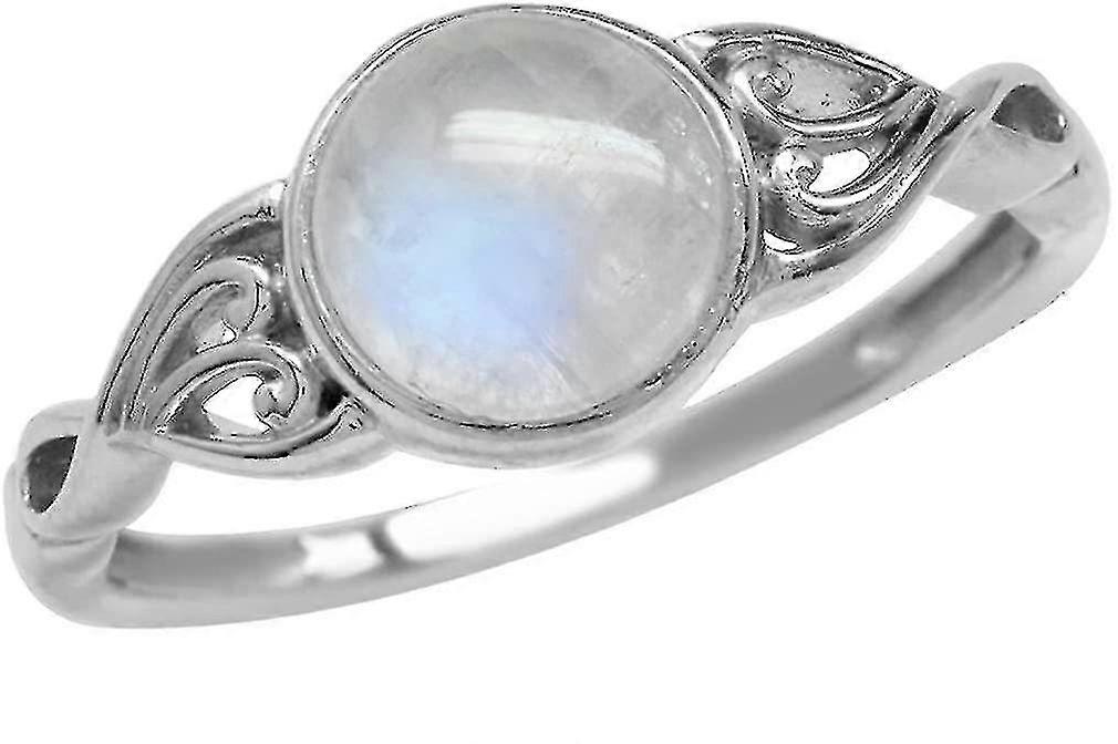 Natural Moonstone 925 Sterling Silver viktoriansk stil Solitaire Ring