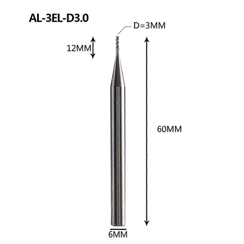 AL-3E AL-3EL 1-20mm solid carbide 3 flute flattened end mill with straight shank cnc milling cutter high precision