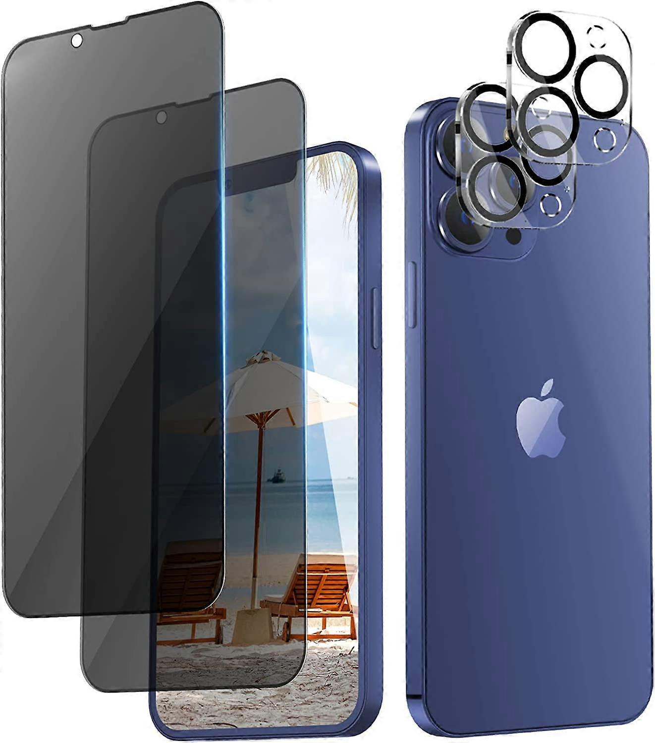 [2+2 pack]Privacy Glass Screen Protector for iPhone 13 Pro , Camera Lens Protector