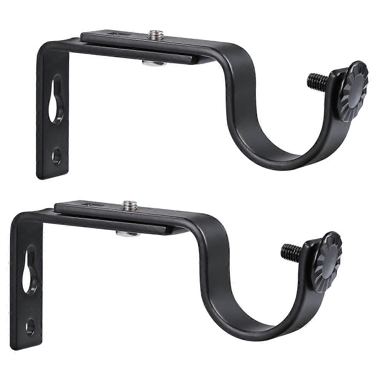 VORCOOL 2pcs סוגר מוט וילון מתכוונן עם ברגים מוט וילון מותקן על הקיר סוגר וילונות למוט 15-22 מ"מ (שחור)