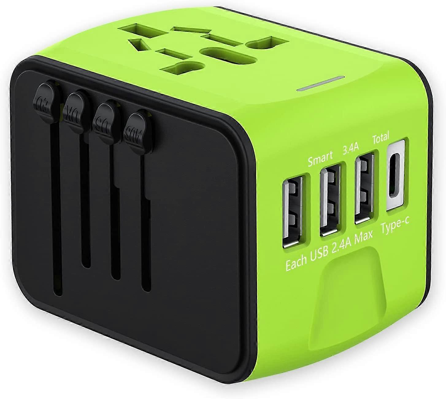 Universal International Power Travel Plug Adapter, Alt i ett europeisk Travel Plug Adapter m / 2.4a 3xusb-a 3.0a 1xusb C vegglader og verdensomspennende ac