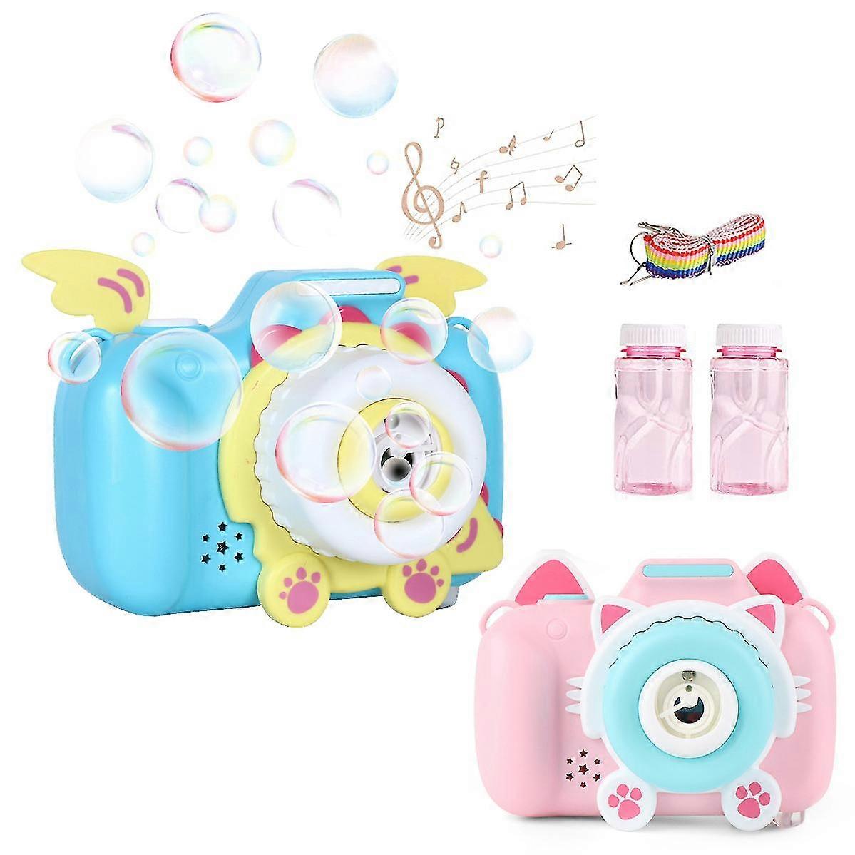 Cartoon Bubble Camera Toy With Bubble Solution For Kids Toddlers Bubble Machine Toys With Light,music
