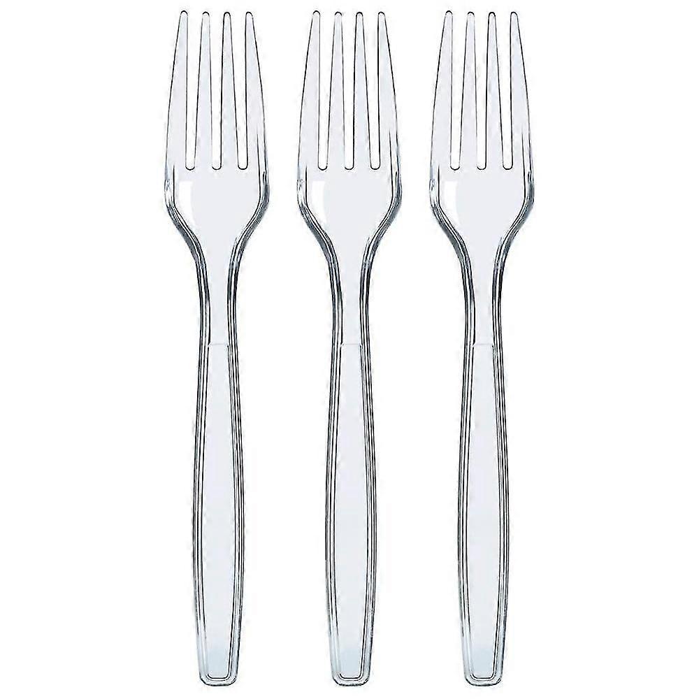 100 Pcs Clear Reusable Forks Tableware And Dinnerware