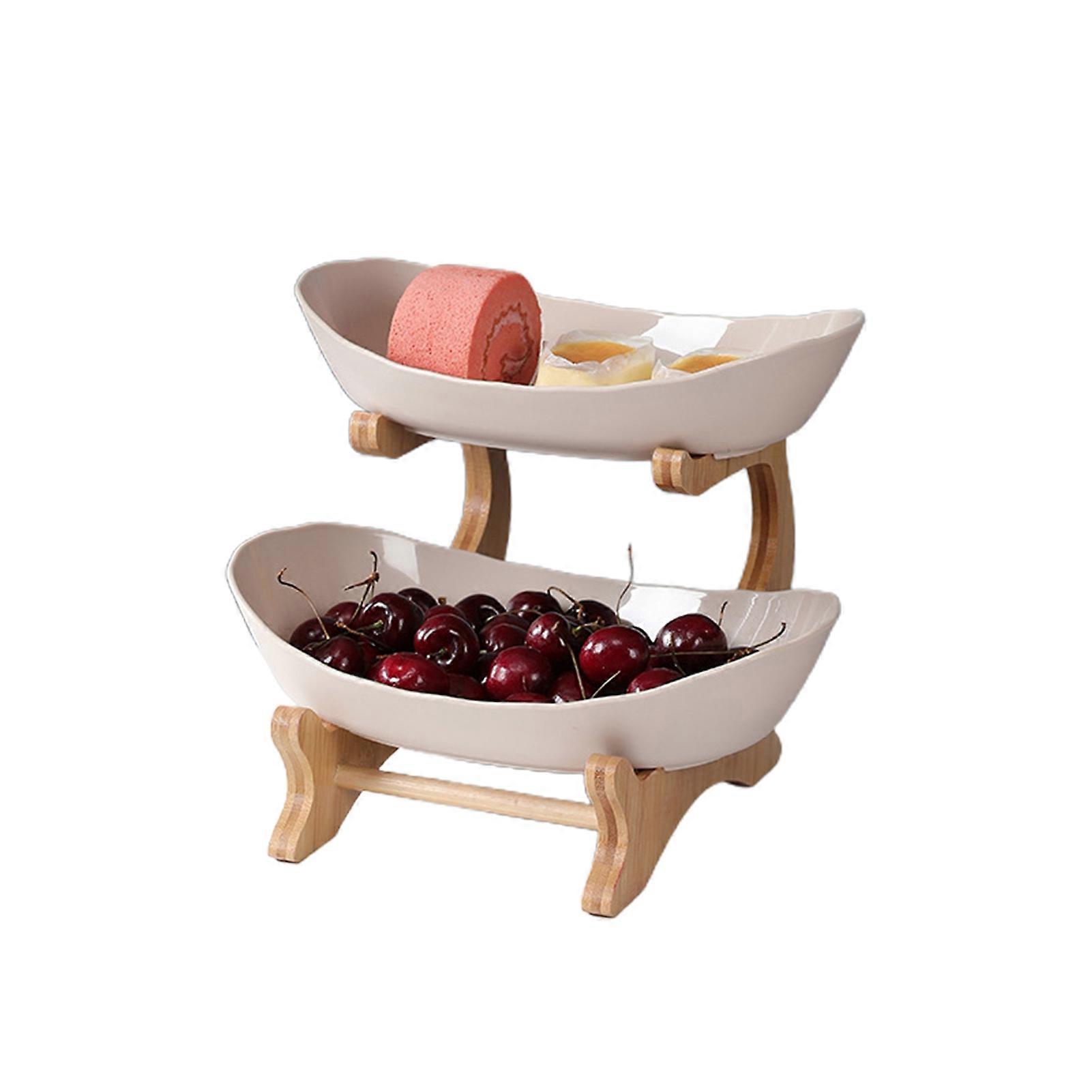 1 / 2 Tiers Portable Fruit Plate Luksus Frukt Servering Bowl Hyller Display Stand for Party