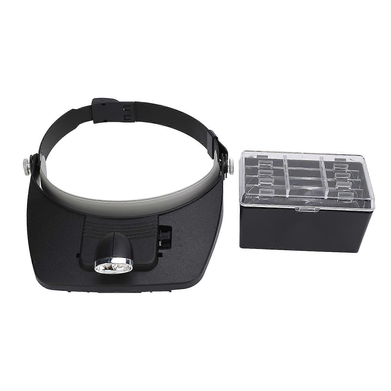 LED Headband Magnifier 1.2X 1.8X 2.5X 3.5X 4 Lens 2 LED Adjustable Angle Head Mount Magnifier