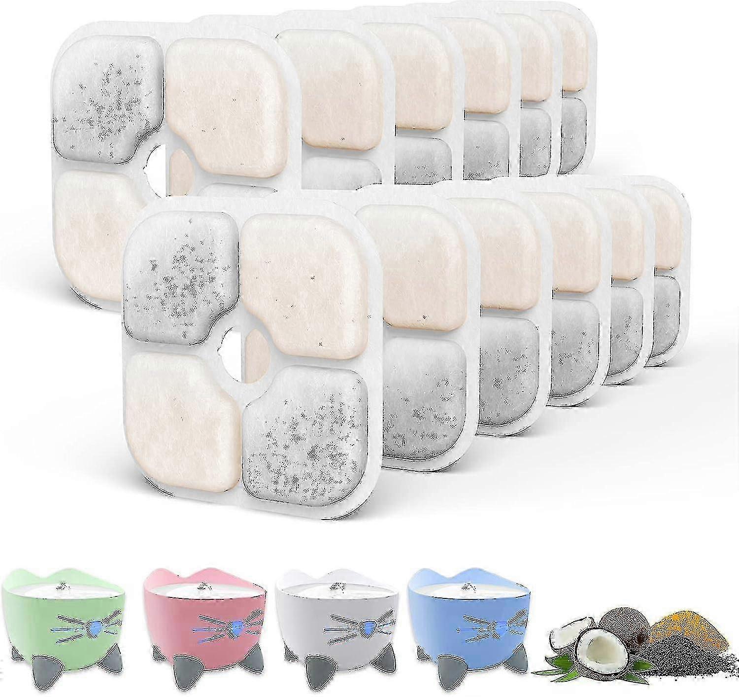 Kattvattenfontänfilter - 12 förpackningar, kompatibla med Catit Pixi Pet Fountain