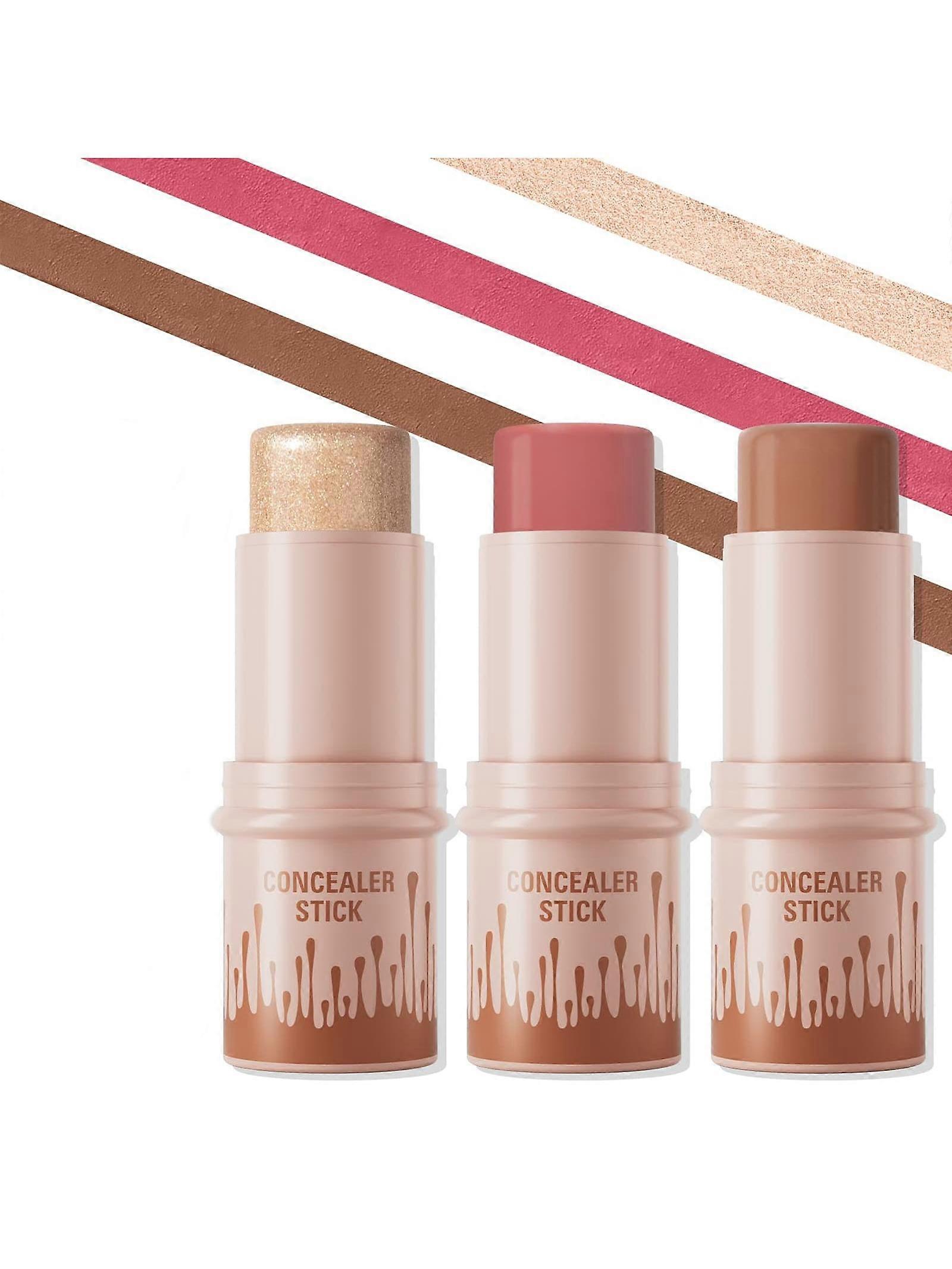 عصا كونتور كريمية ، لمسة نهائية غير لامعة ، تأثير مقاوم للماء يدوم طويلا ، ظلال بما في ذلك عصا الهايلايتر ، عصا أحمر الخدود وعصا كونتور برونزر للنحت