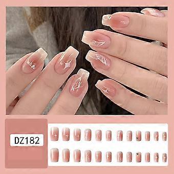Butterfly Star Pink Blushed False Nails Solid And Chip-proof False Nails Jelly Glue Model