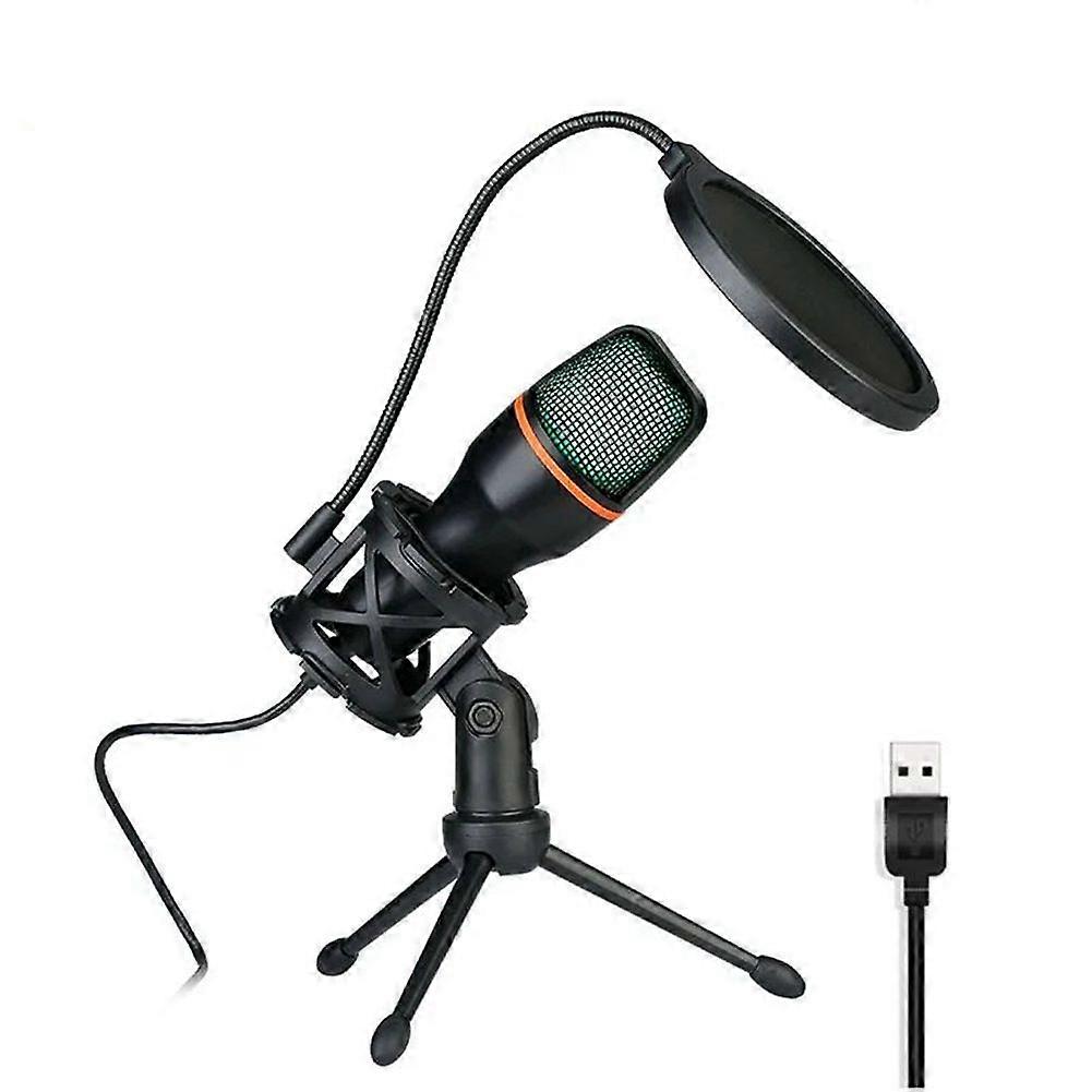 Professional USB Condenser Microphone Live Streaming Microphone for PC Laptop Video Games Podcasts