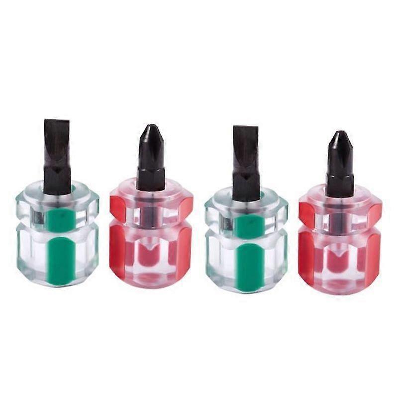4Pcs Flat Phillips Screwdriver Mini Short Screwdriver Small Split Repair Tools Kit Set Green+Red