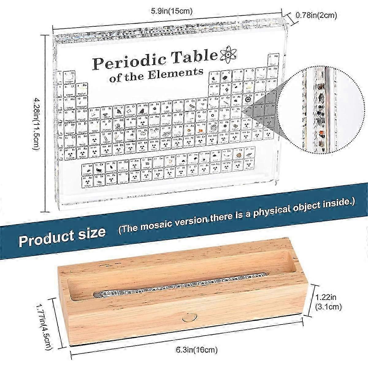 Periodensystem Mit Echten Elementen 83 Stück - Acryl Display Mit LED-Beleuchtung Für Schüler & Lehrer