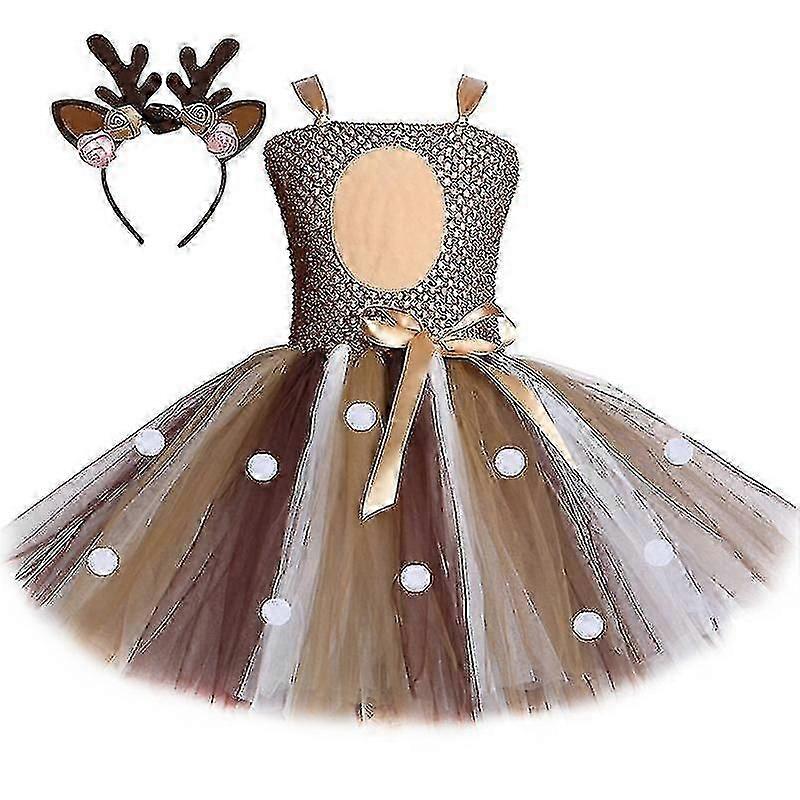 Kinder Weihnachten Hirschkleid senden Haar Reifen Mädchen Anzug Rock Mesh Prinzessin Tutu Rock Prinzessin Rock