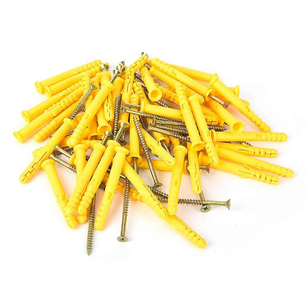 50pcs Plastic Expansion Pipe Wall Anchor Plug Set with Self Tapping Screw