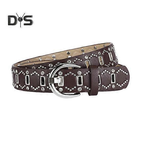Women Belt Rivet Decor Multi Holes Design Adjustable Length Imitation Leather Belt Faux Leather Punk Style Waistband