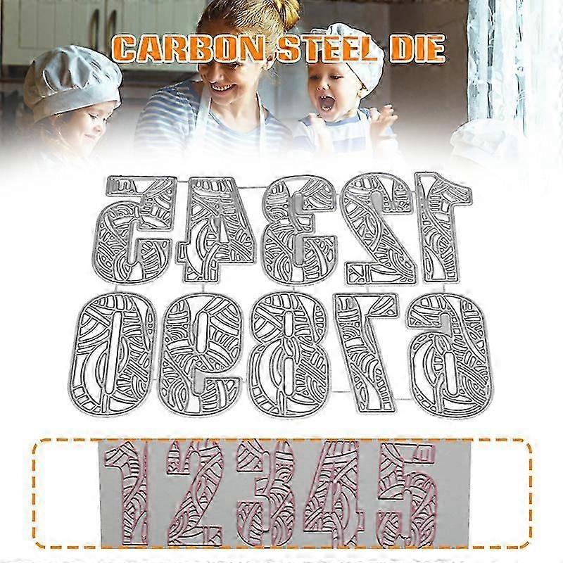 Creative Numbers Cutting Dies 0 to 9 Carbon Steel Cutting Mold DIY Background Embossing Tool for
