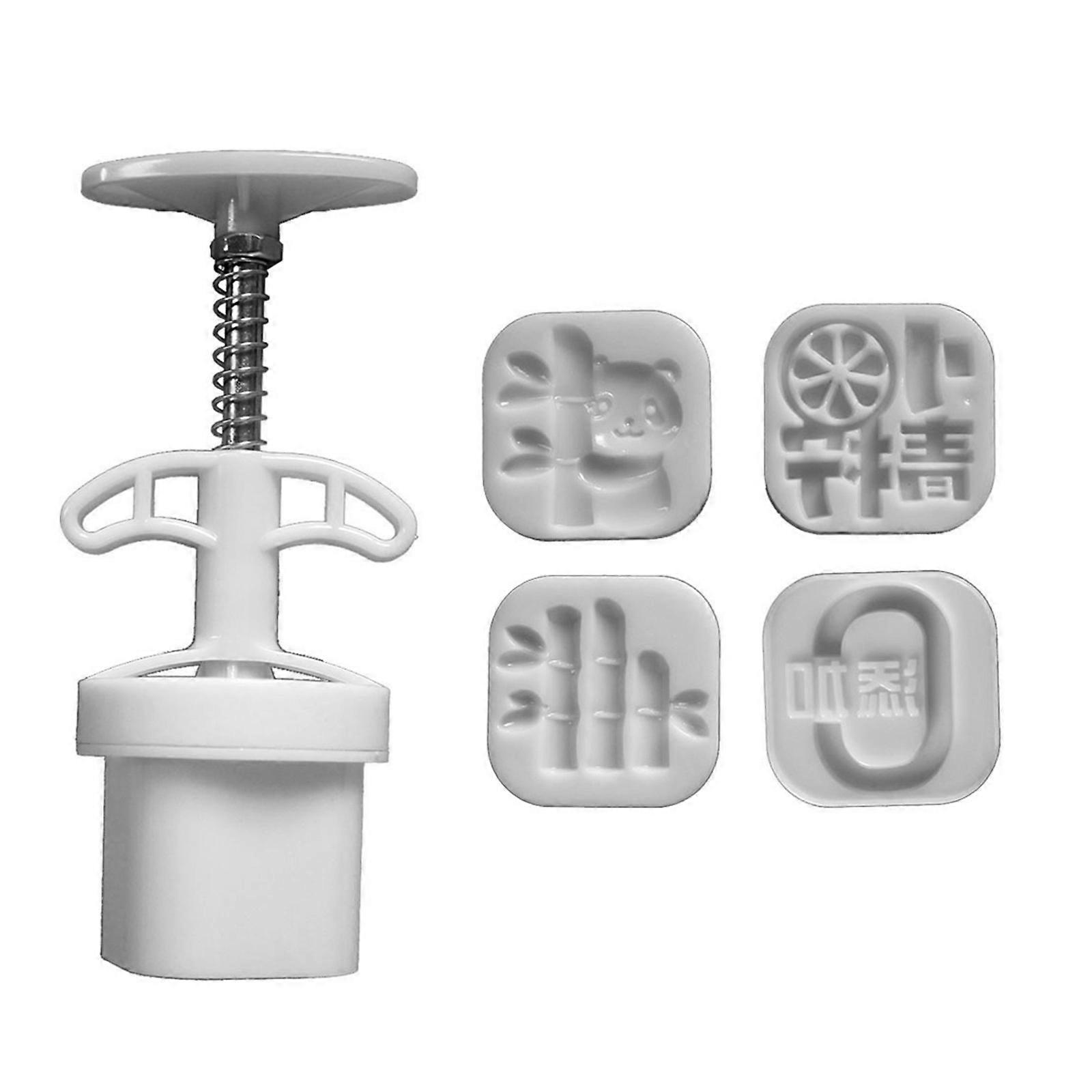 Practical Green Bean Treat Press Easy To Use 50G Mooncakes Press with 4 Decorative Stamps for Biscuits and Cupcakes