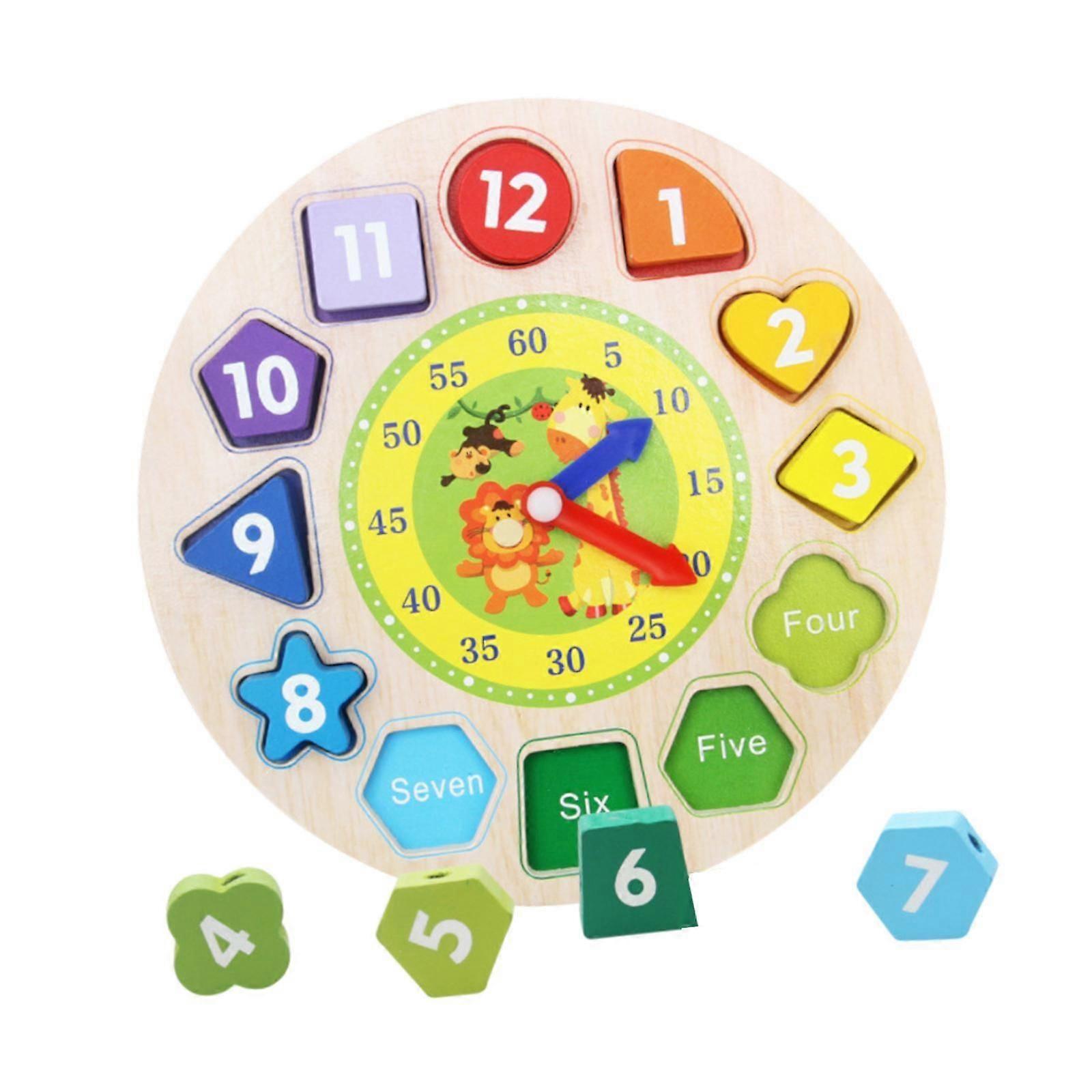 Shape Sorter Clock Portable Building Blocks for Children Kids 2 3 4 Year Old