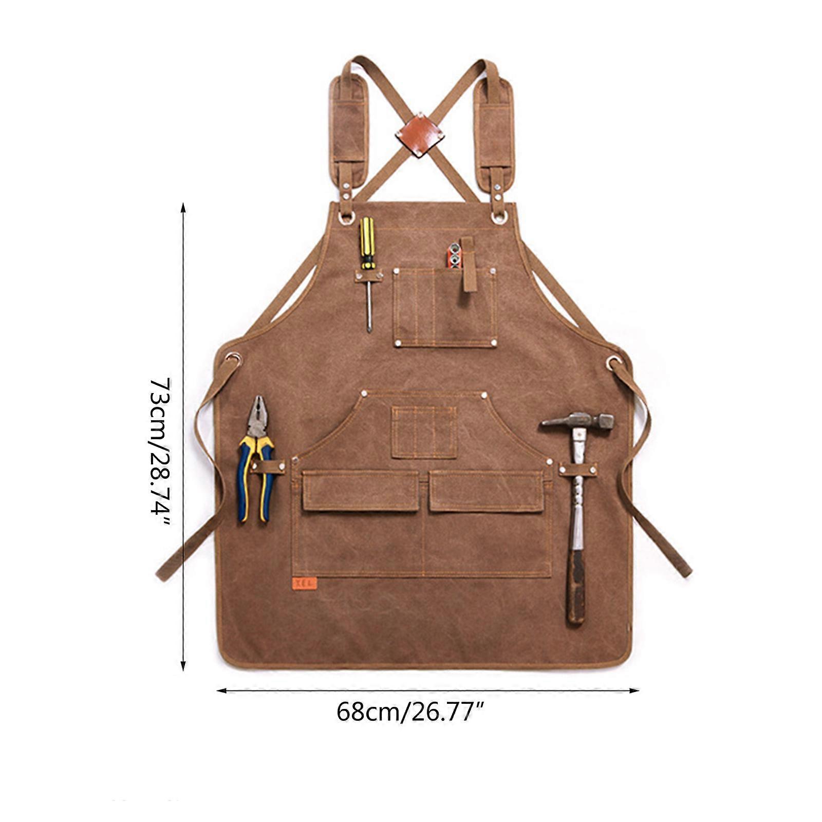 Adjustable Crossback Denim Apron with Pockets Practical Antifouling Denim Apron with Pocket for Working Unisex Apron Yellow