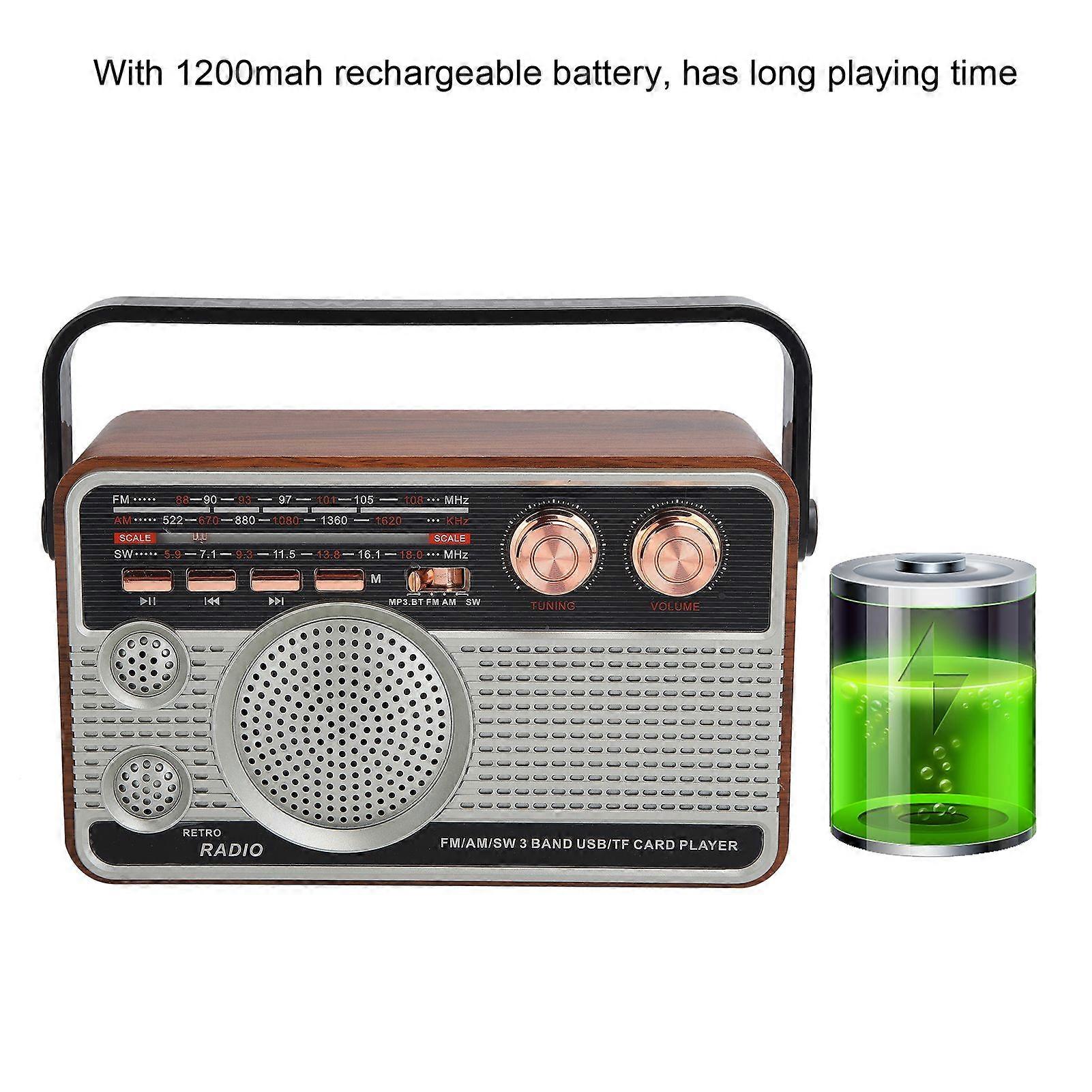 FM/AM/SW Radio Portable Bluetooth Rechargeable USB Speaker for U Disk/Memory Card
