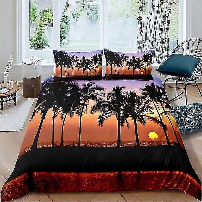 Palmeiras Edredom Cobrir Sunset Edredom Havaí Quarto Decoração Roupa de Cama Set Para Crianças Meninos Meninas Adolescentes Com Fechamento com Zíper