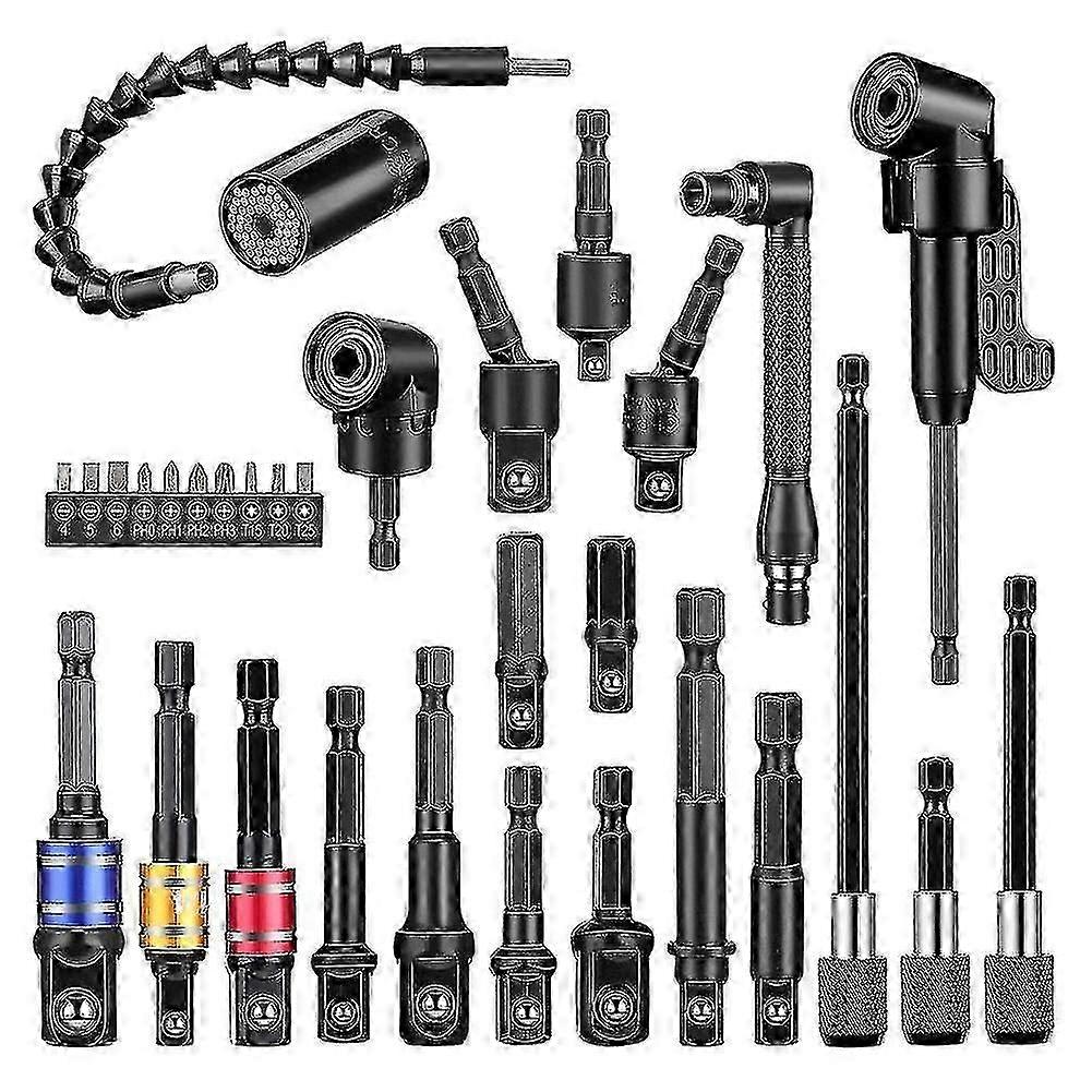 32pcs Drill Bit Extension Set 1/4, 3/8, 1/2 Inch Hex Adapter Socket Bendable Magnetic Extender Dril-dt