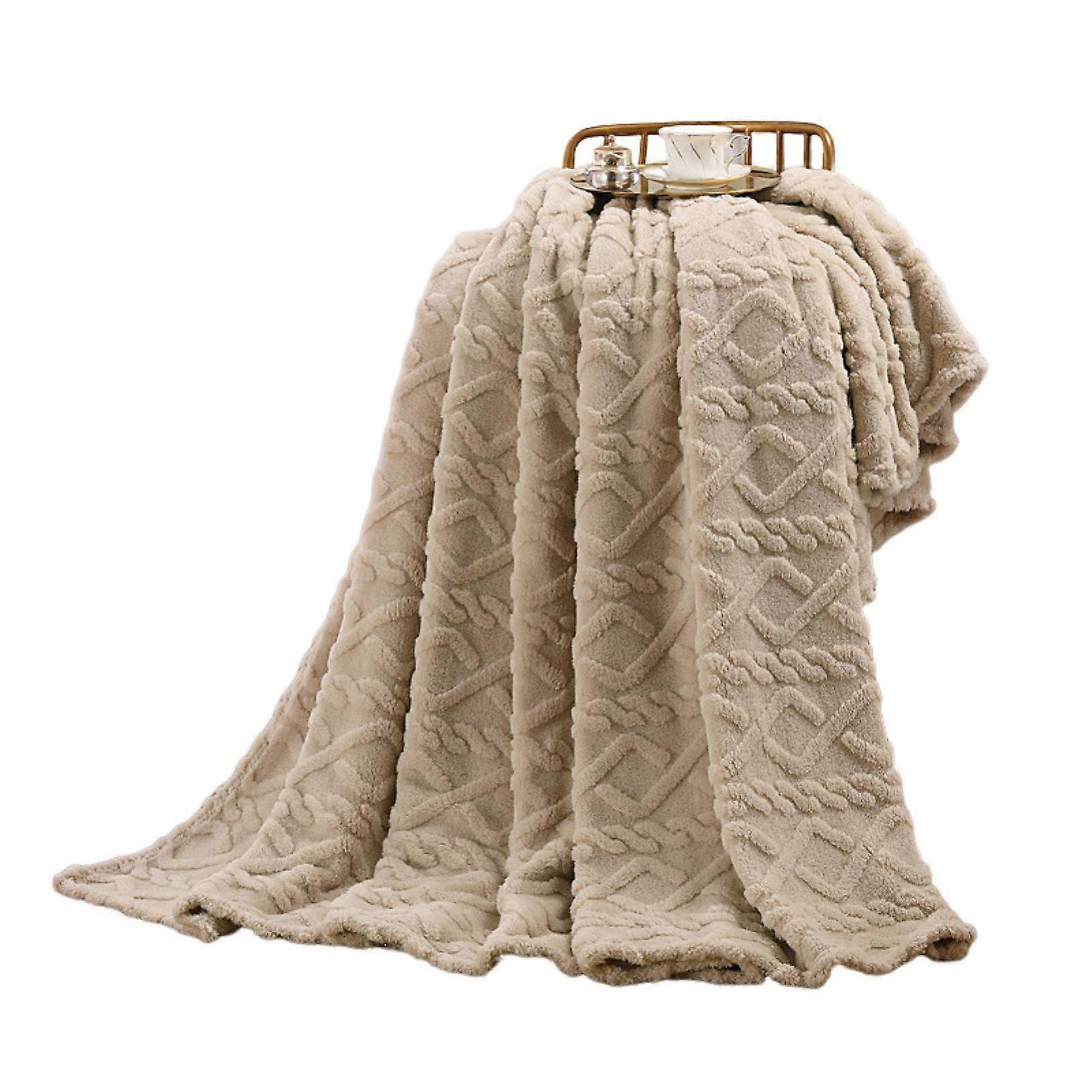 Nap Throw Blanket Double-sided Solid Color Thick Plush Three-Dimensional Embossing Machine Washable Office Home Bed Sofa Travel Cozy Warm Winter Blank