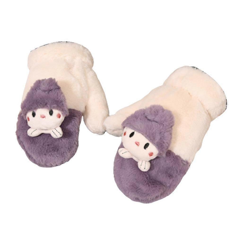 Cute Bunny Gloves Cartoon Doll Mittens With String Lining Winter Warm Gloves