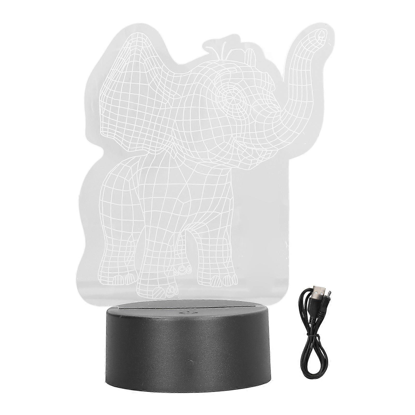 3D Night Light 7 Colors Touch Control 3D Unique Elephant Shape USB Charging Battery Powe Night Lamp