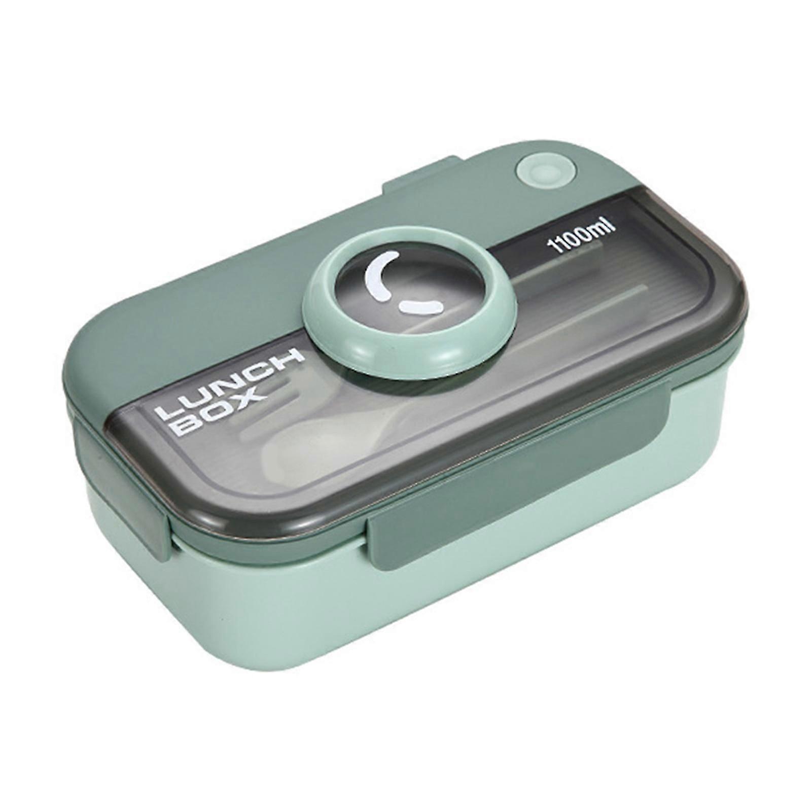 Japanese Single-Layer Lunch Box with Spoon Fork Rectangular Food Storage Box