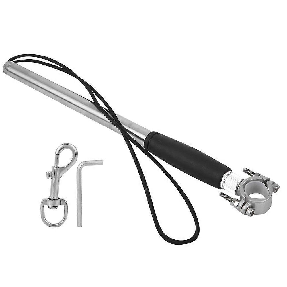 Stainless Steel Black Dog Bicycle Leash Rope Keeper with Elastic Traction Belt for Bikes, Adjustable Size, Durable Material