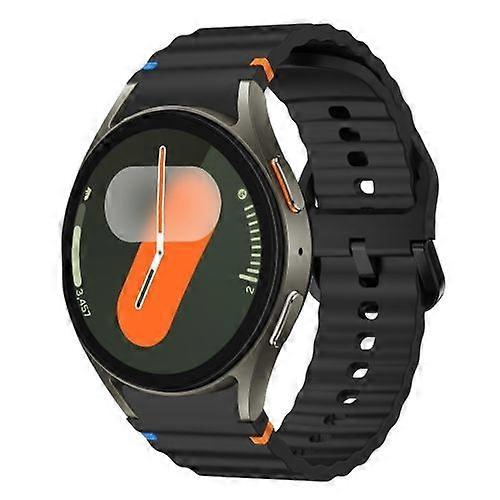 For Samsung Galaxy Watch 7 40 / 44mm Wave Pattern Stitched Silicone Watch Band