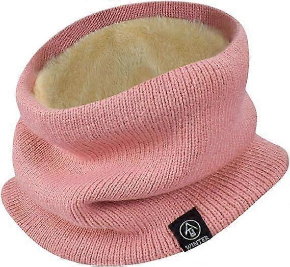 女孩冬季针织抓绒围巾颈部保暖防风弹力女士男士运动跑步（粉色）