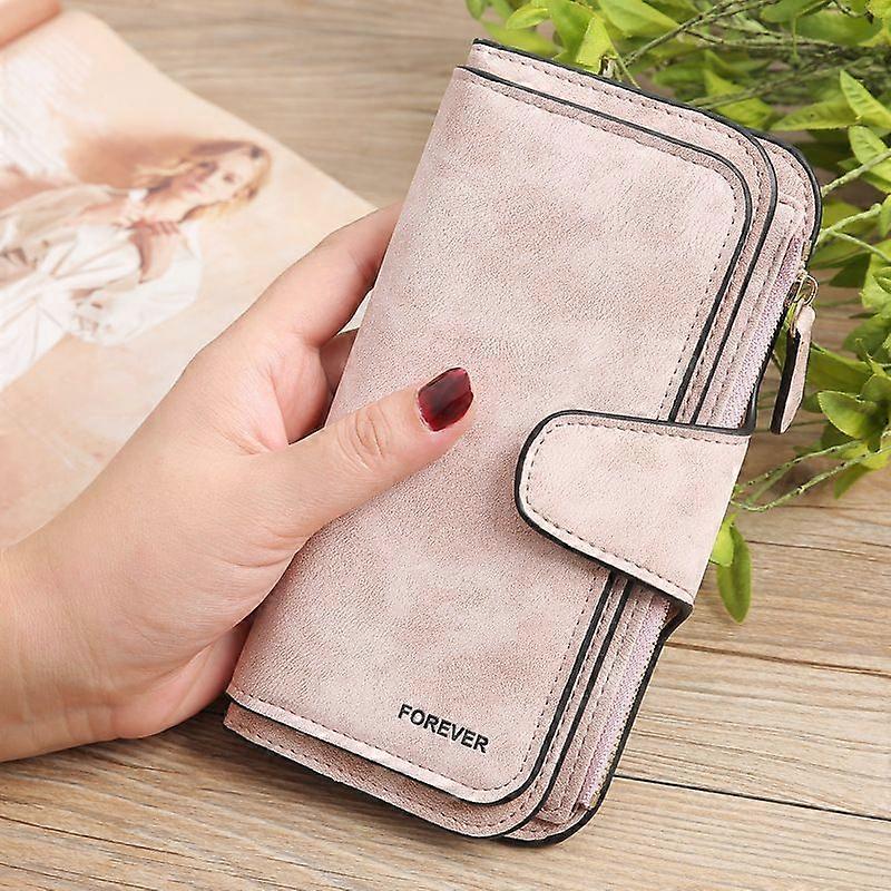 محفظة نسائية جلد ناعم السيدات محفظة فتحات بطاقات متعددة سعة كبيرة سحاب حقيبة مخلب مع حزام المعصم -4