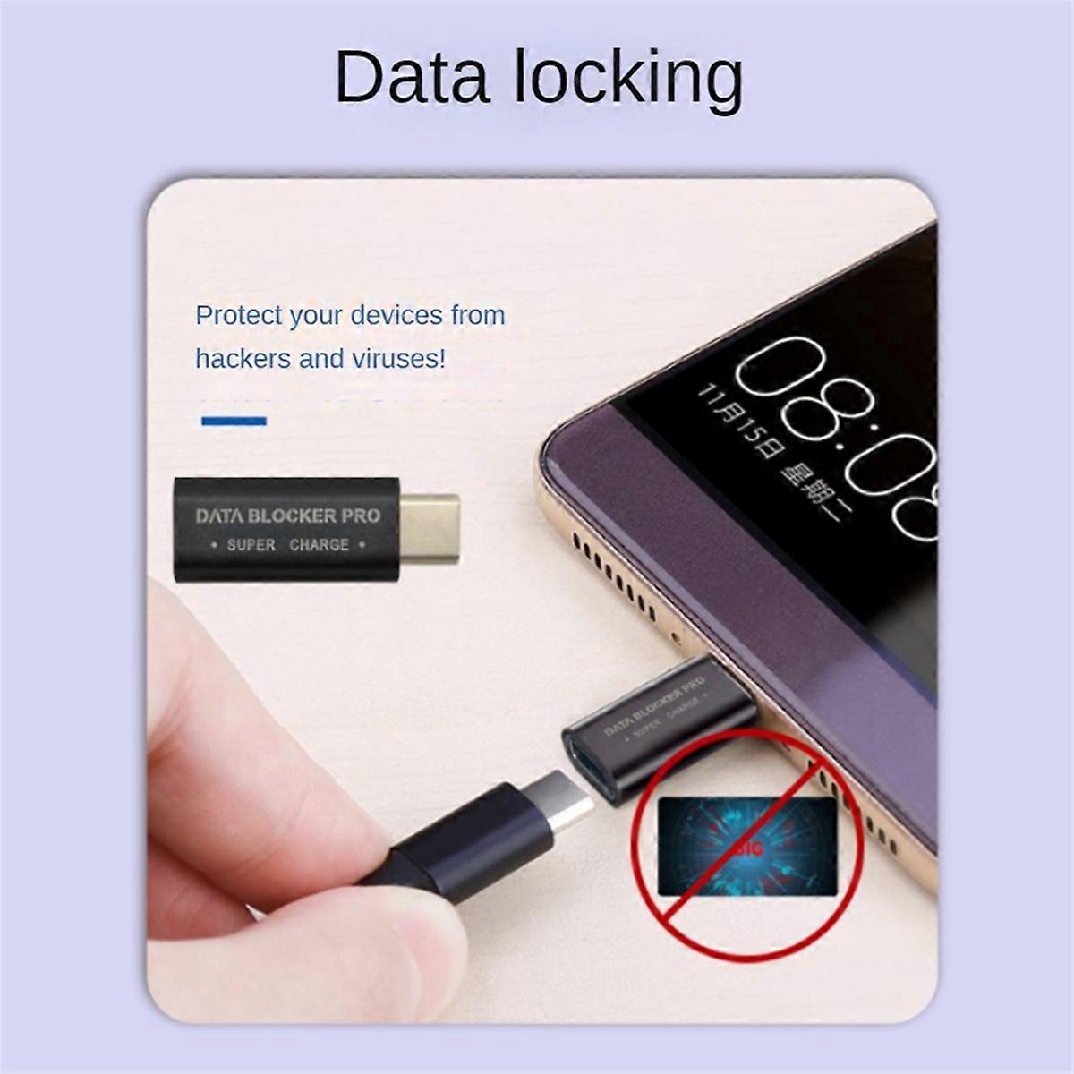 4Pcs USB Data Blocker and USB-C Data Blocker Protect Against Juice Jacking Support Safe Quick Charge