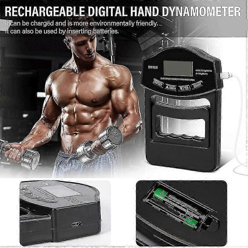 Griffstärketester, 396lbs/180kg Digitaler Handdynamometer Griffstärkemesser USB-LCD-Bildschirm Hand