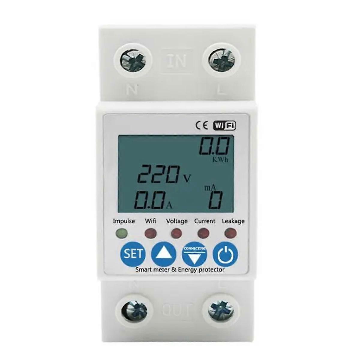 Graffiti Metering Circuit Breaker 63A Wifi Smartphone Control Switch Leakage Wireless Remote Control