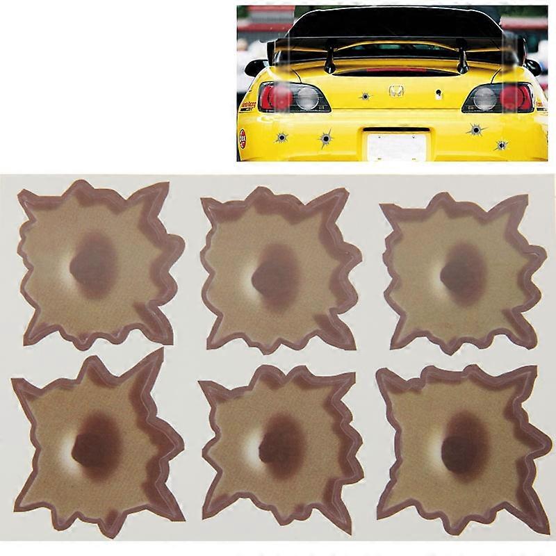 (New arrival) 6 in 1 Anti-scratch Bullet Hole Decoration Car Sticker, Size: 4cm x 4cm