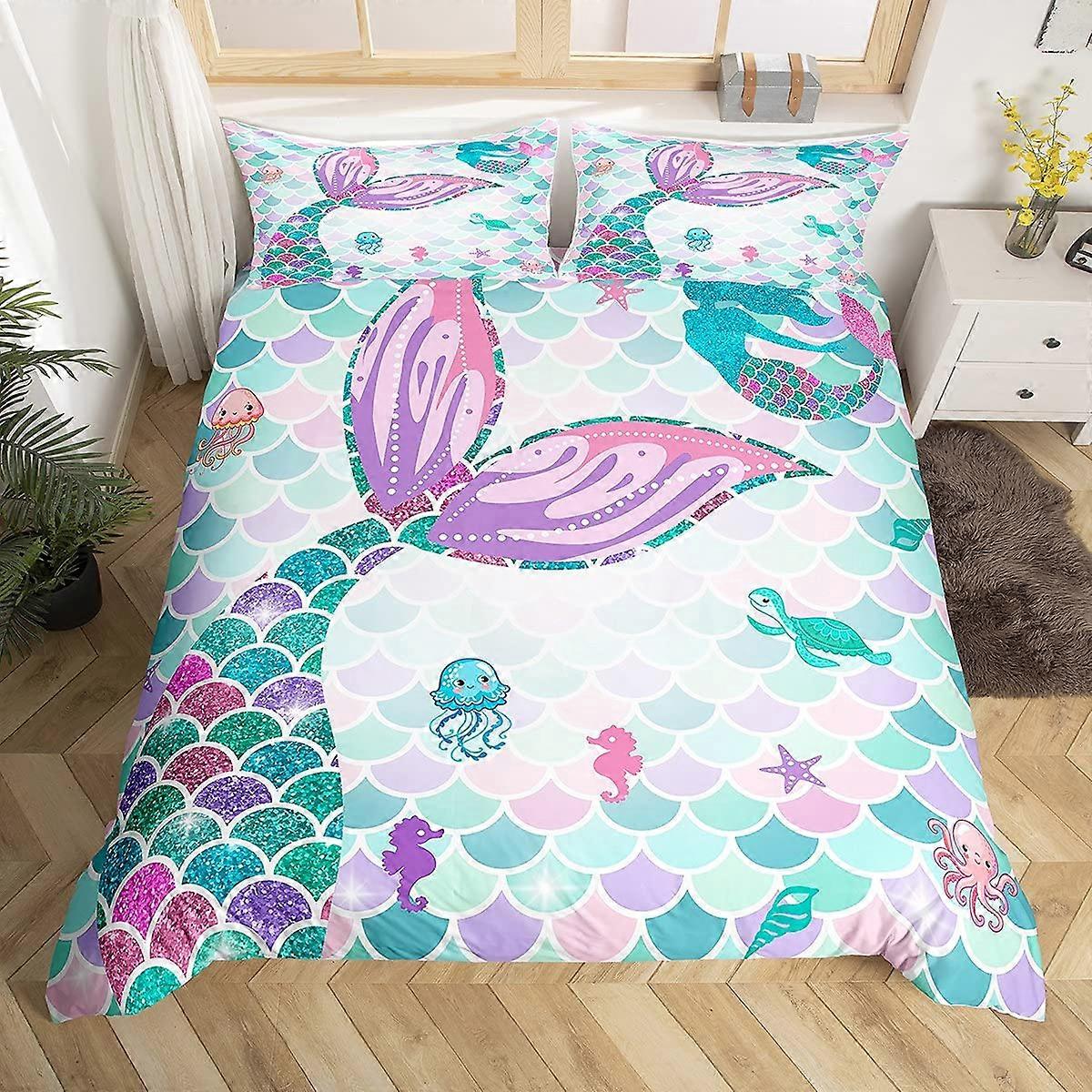 Multicolor Mermaid Tail Bedding Set for Bedroom Decor Twin Size
