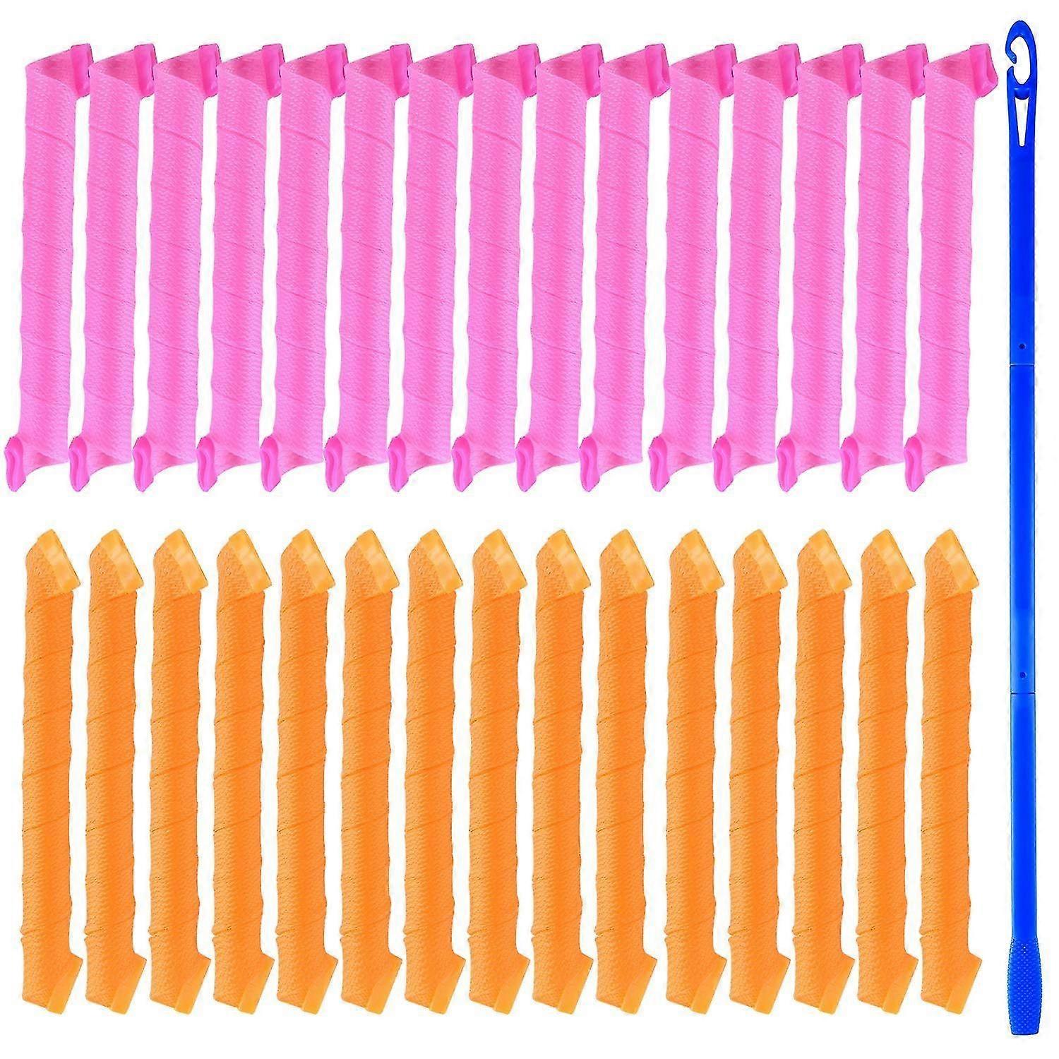 18 Pcs No Heat Hair Curlers Kit - 52cm Wave Style Curlers for Healthy, Beautiful Curls - Easy DIY Styling