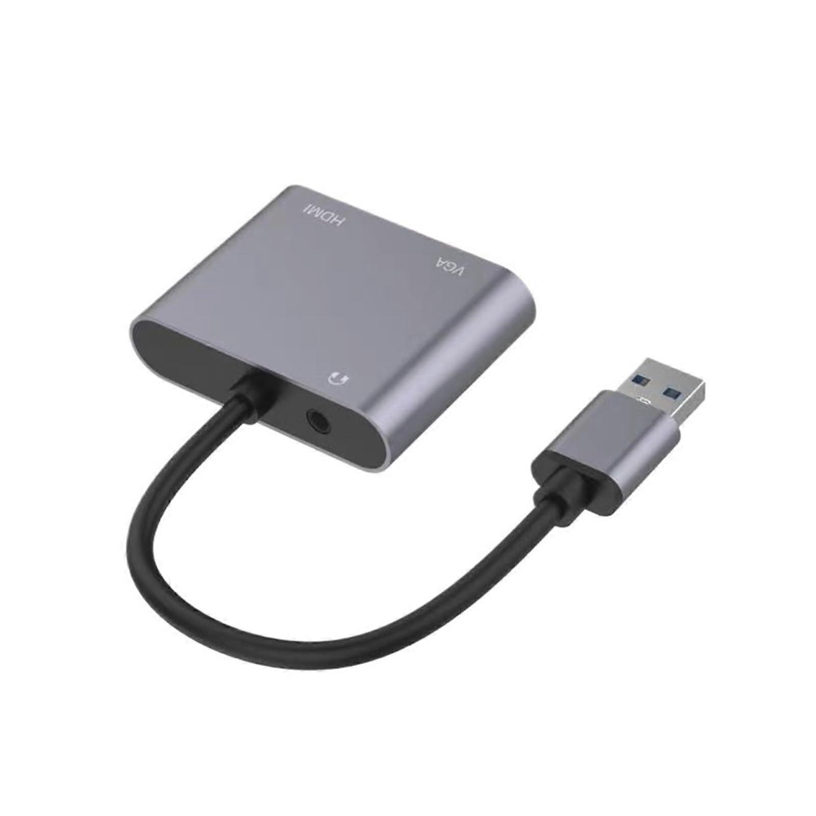 USB to VGA HDMI Converter Cable with 3.5mm Audio for Computer Notebook to TV, Supports HD Resolution
