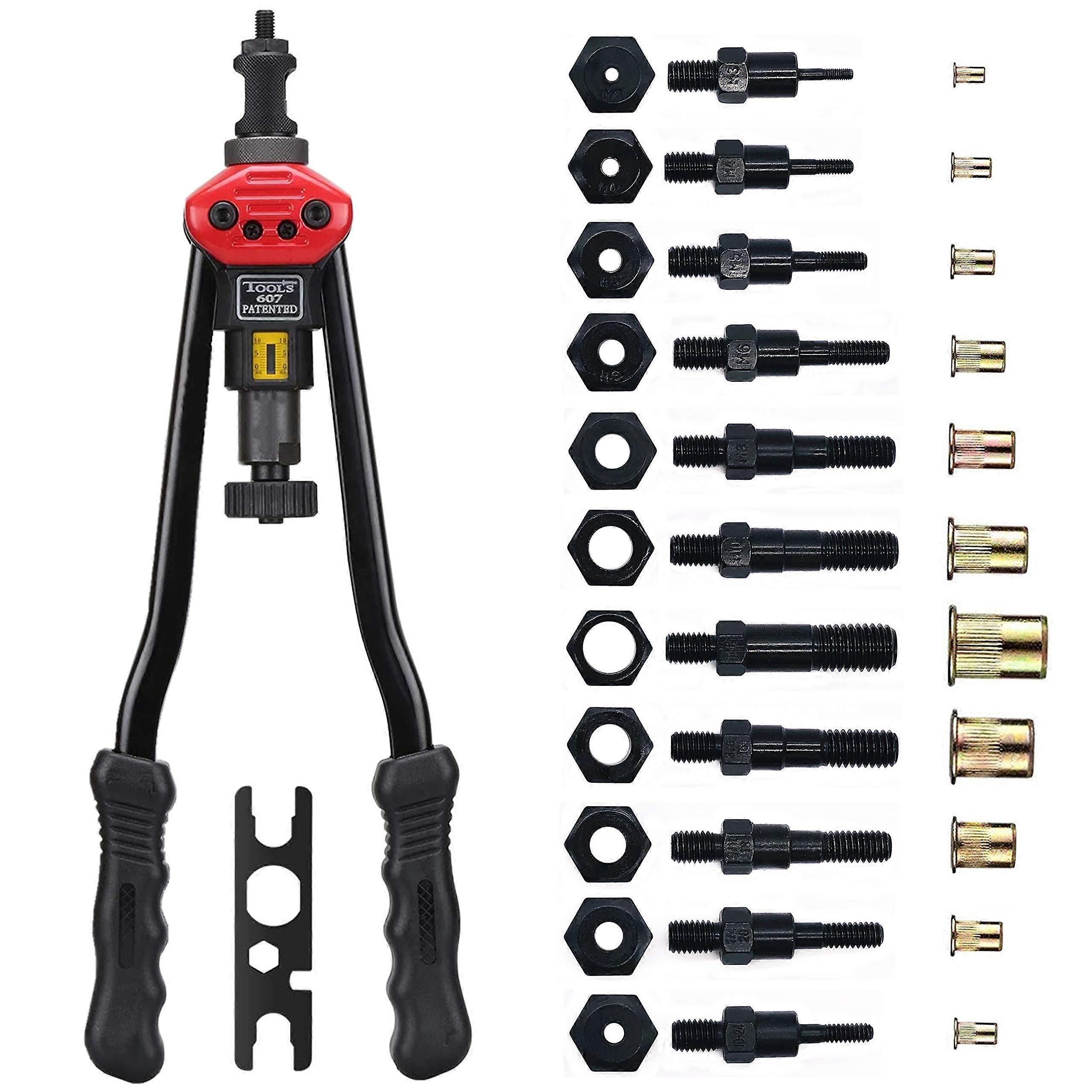 16" El Nut Setting Set Gear Rivet Machine with 11 Changeable Mandrels and 55 Nuts for Professional Use