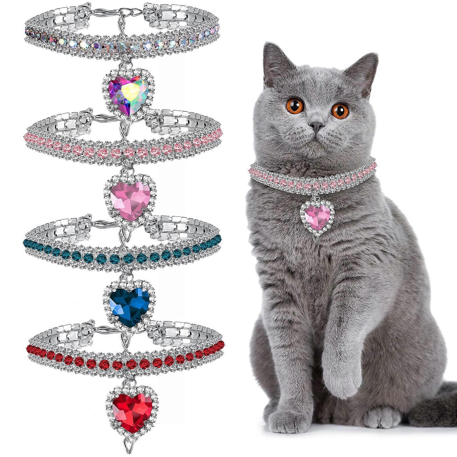 Case Pack Rhinestone Cat Collar Heart-Shaped Sparkling Detachable and Adjustable for Small Dogs