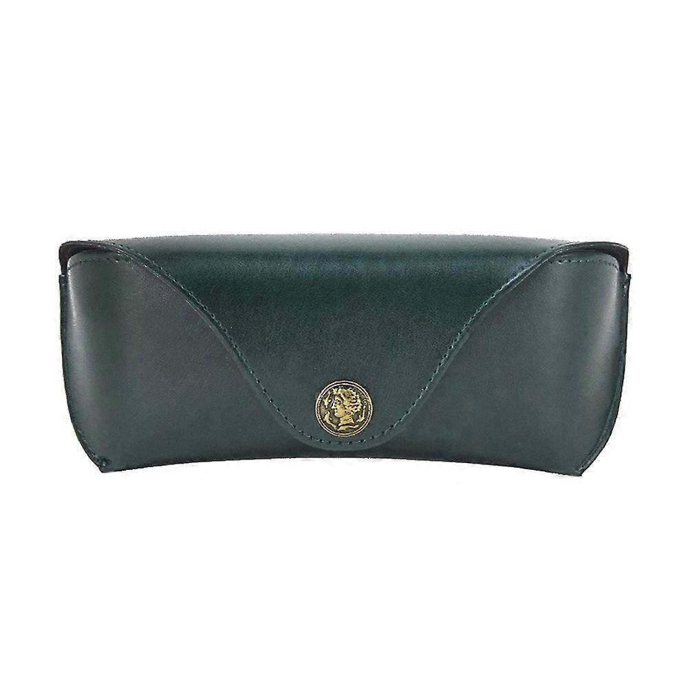 E5521 Simple Retro PU Soft Leather Glasses Storage Box, Color: Green PU Green