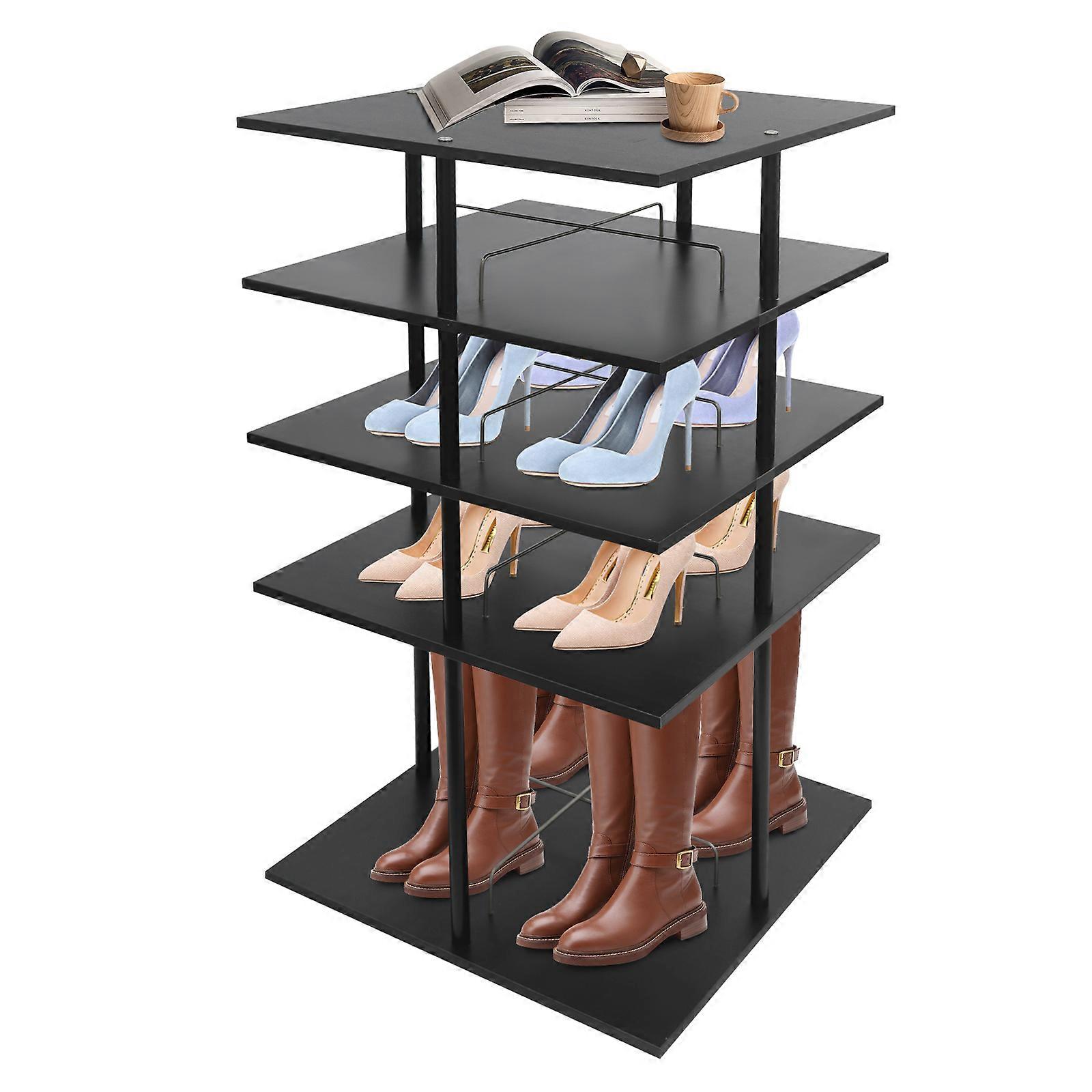 Multi-tier 360° Rotating Shoe Rack Metal Shoe Organizer Floor Standing Shoes Shelf Shoe Storage Rack 4-tier
