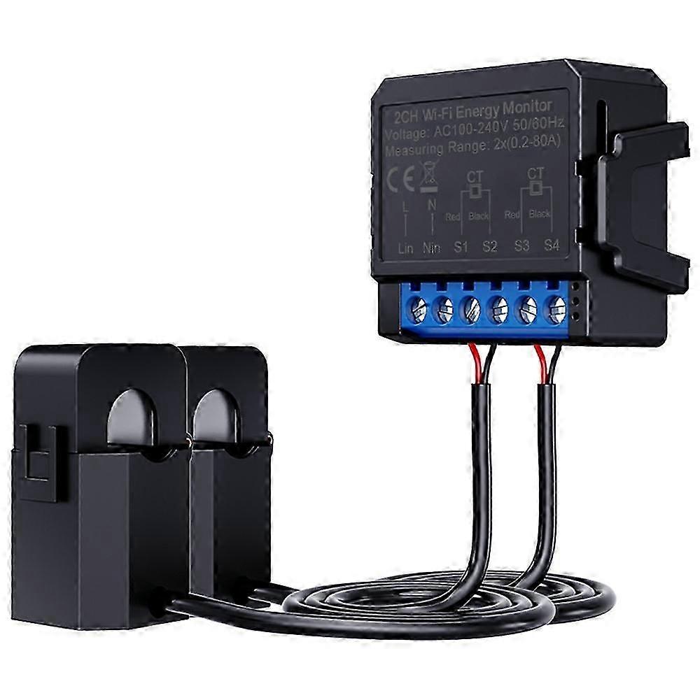 WPM16-2 2 Channels Tuya Smart WiFi Energy Monitor 80A Current Meter Real Time Power Consumption Trac