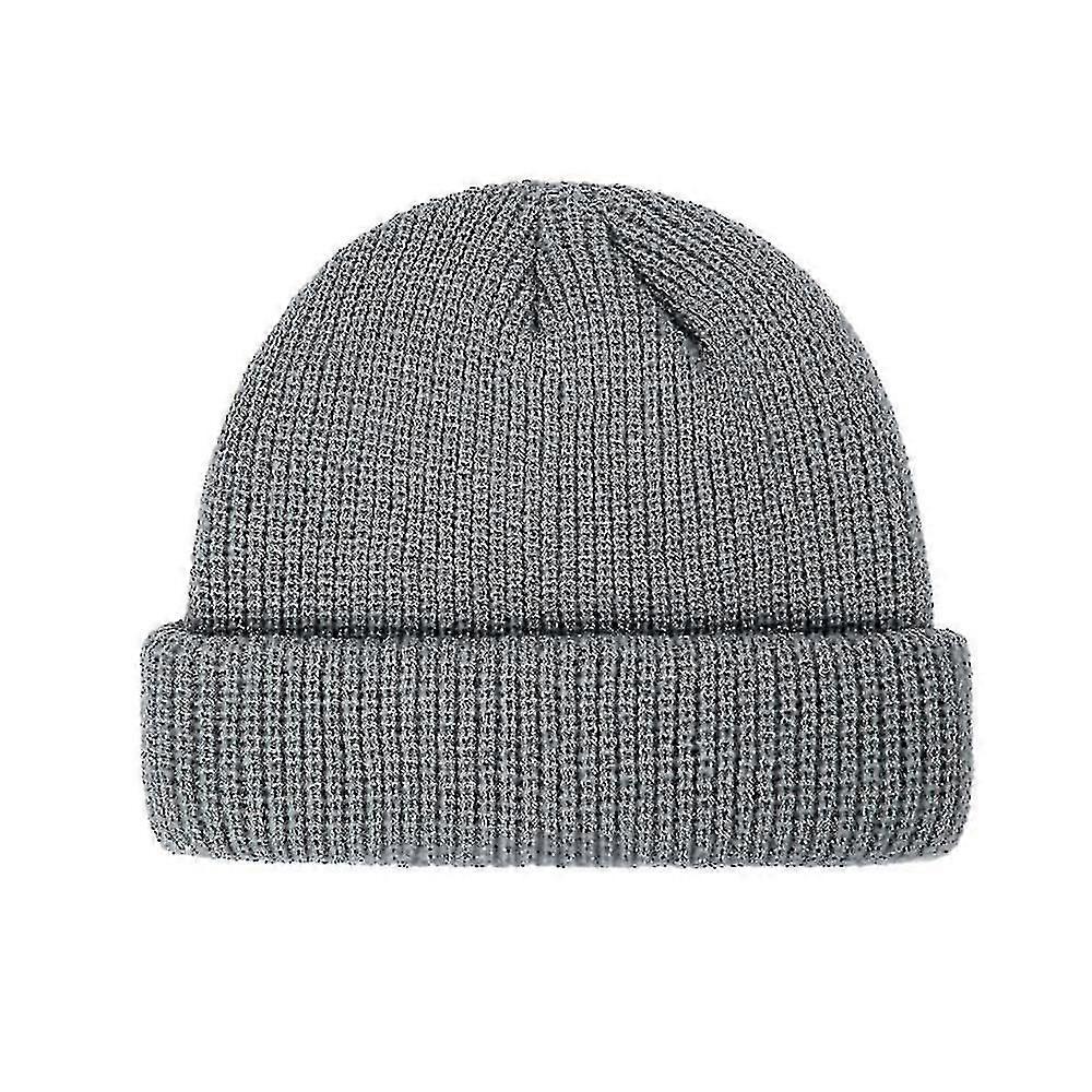 Men Knitted Beanie Solid Color Winter Hat Skullcap