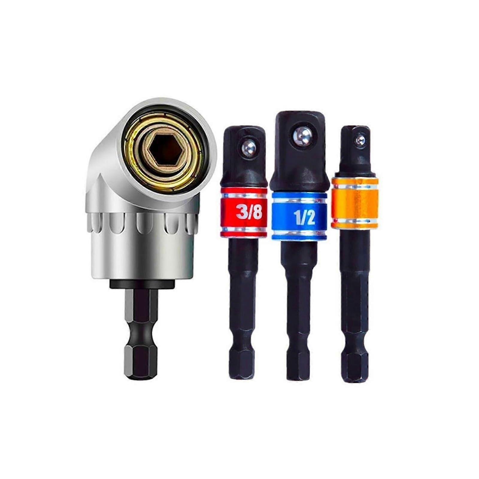 3Pcs 1/4inches 3/8inches 1/2inches Impact Grade Driver Socket Adapter Extension Set with 105 Degree Right Angle Screwdriver Set Socket Set